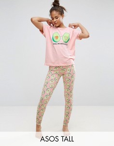 Пижамный комплект из футболки и леггинсов с принтом ASOS TALL - Мульти