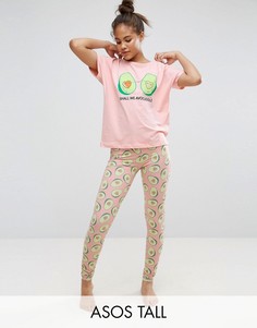 Пижамный комплект из футболки и леггинсов с принтом ASOS TALL - Мульти