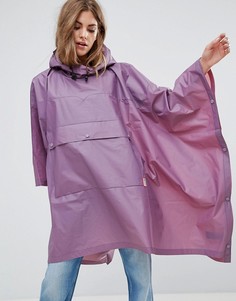 Прозрачный полиуретановый дождевик-пончо с карманом Hunter - Фиолетовый