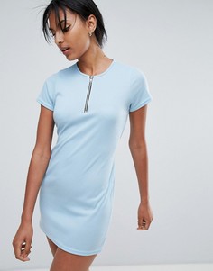 Платье-футболка с кольцом на бегунке молнии и поясом Daisy Street - Синий