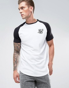 Белая обтягивающая футболка с рукавами реглан SikSilk - Белый