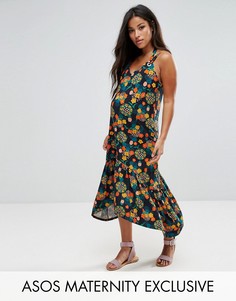Платье с асимметричной кромкой и ремешком с люверсами ASOS Maternity - Мульти