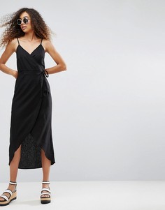 Платье-комбинация макси с запахом ASOS - Черный
