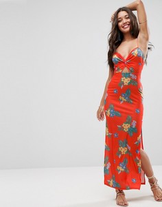 Платье макси с вырезом и цветочным принтом ASOS - Мульти