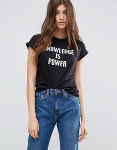 Футболка с принтом Knowledge is Power ASOS - Черный