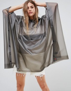 Прозрачный полиуретановый дождевик-пончо с карманом Hunter - Серый