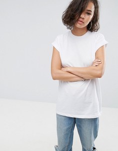 Футболка бойфренда с закатанными рукавами ASOS - Белый