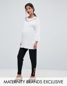 Суженные книзу брюки с отделкой Bluebelle Maternity - Черный