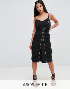 Платье-комбинация с декоративными крючками ASOS PETITE - Черный