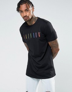 Длинная футболка с принтом ASOS - Черный