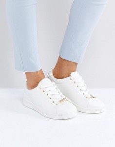 Парусиновые кроссовки с золотистой отделкой New Look - Белый