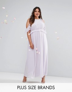 Платье макси с оборками TFNC Wedding Plus - Фиолетовый