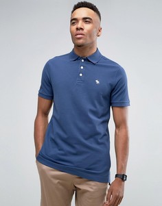 Синее эластичное поло из ткани пике с логотипом Abercrombie &amp; Fitch - Синий