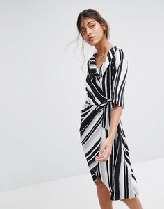 Платье в полоску с запахом Closet London - Мульти