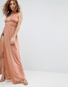 Пляжное платье макси с халтером ASOS - Бежевый