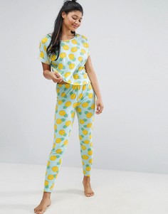 Пижамный комплект с футболкой с принтом ананасов и леггинсами ASOS - Мульти