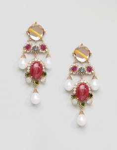 Броские серьги-подвески с камнями ASOS - Золотой