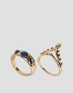 2 кольца с камнями ASOS - Золотой