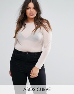 Полупрозрачный сетчатый топ ASOS CURVE - Розовый