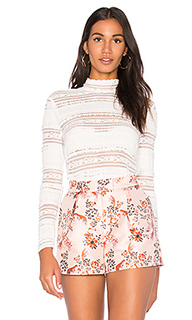 Mock neck textured lace top - Endless Rose