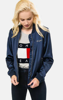 Синяя ветровка с вышивкой на спине Hilfiger Denim