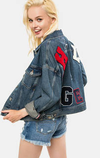 Синяя джинсовая куртка с нашивками Hilfiger Denim