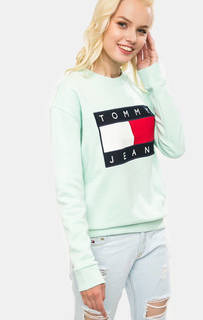 Свитшот мятного цвета с логотипом бренда Hilfiger Denim