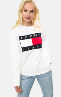 Белый свитшот с логотипом бренда Hilfiger Denim
