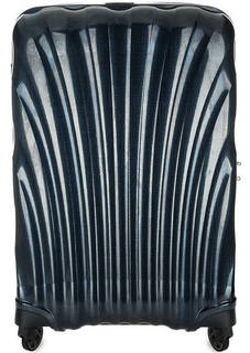 Синий пластиковый чемодан на колесах Samsonite