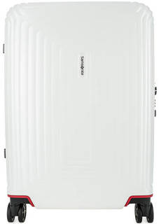 Белый пластиковый чемодан на колесах Samsonite