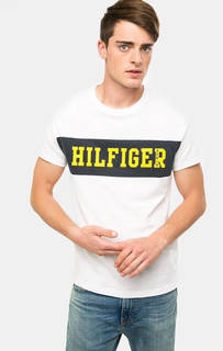Белая футболка с ярким принтом Hilfiger Denim