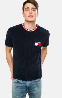 Синяя хлопковая футболка с карманом Hilfiger Denim