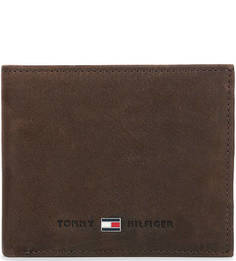 Коричневое портмоне из нубука с одним отделом для купюр Tommy Hilfiger