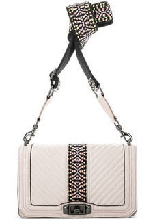 Кожаная сумка с текстильным плечевым ремнем Rebecca Minkoff