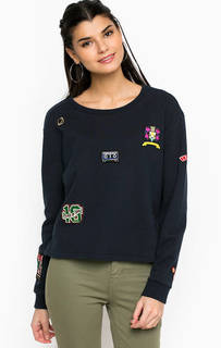 Свитшот из хлопка с нашивками Maison Scotch