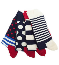 Комплект из четырех пар разноцветных носков Happy Socks