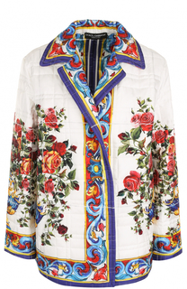 Шелковое стеганое пальто с принтом Dolce &amp; Gabbana