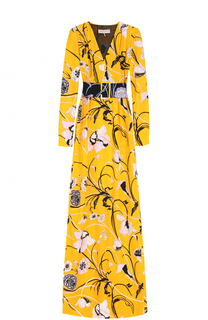 Платье-макси с цветочным принтом и контрастным поясом Emilio Pucci