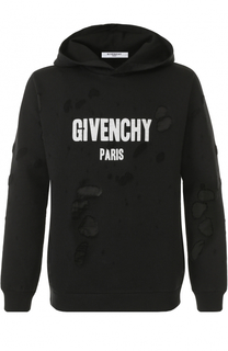 Хлопковое худи с декоративными потертостями Givenchy