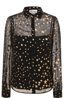 Шелковая полупрозрачная блуза с принтом в виде звезд REDVALENTINO