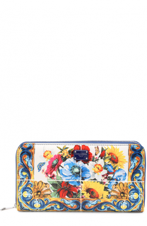 Кожаное портмоне с принтом на молнии Dolce &amp; Gabbana