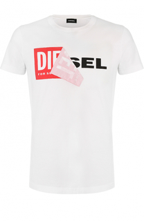 Хлопковая футболка с принтом Diesel