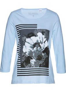 Футболка с цветами (синяя пудра с рисунком) Bonprix