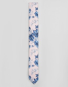 Розовый галстук с цветочным принтом ASOS WEDDING - Розовый