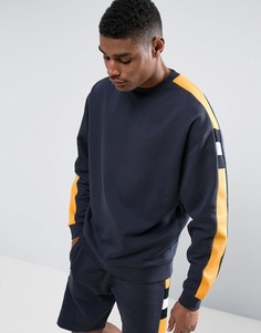 Оверсайз-свитшот со вставками ASOS - Темно-синий