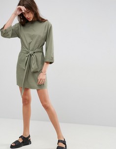 Повседневное платье мини с поясом на талии ASOS - Зеленый