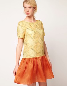 Шелковое платье с принтом Nahm - Оранжевый