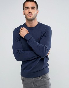 Темно-синий хлопковый джемпер с логотипом-флагом Tommy Hilfiger - Темно-синий