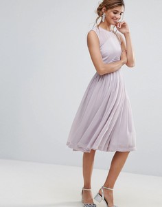 Платье миди с присборенной отделкой ASOS PREMIUM - Фиолетовый