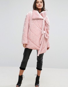 Вельветовая дутая куртка ASOS - Розовый